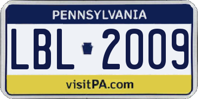 PA license plate LBL2009