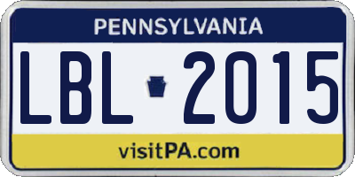 PA license plate LBL2015