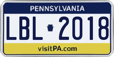 PA license plate LBL2018