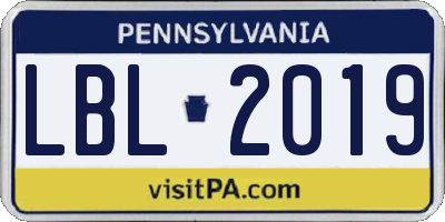 PA license plate LBL2019