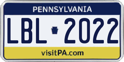PA license plate LBL2022