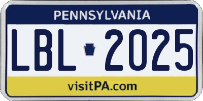PA license plate LBL2025