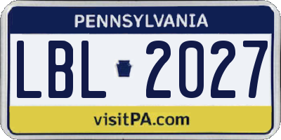 PA license plate LBL2027