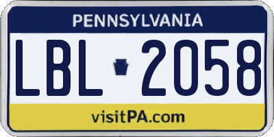 PA license plate LBL2058