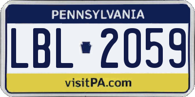PA license plate LBL2059