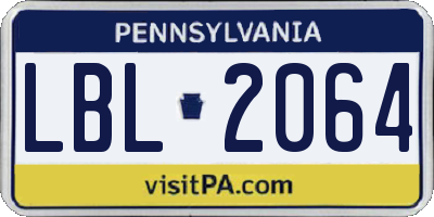 PA license plate LBL2064