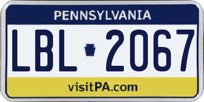 PA license plate LBL2067