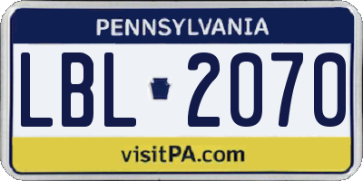 PA license plate LBL2070