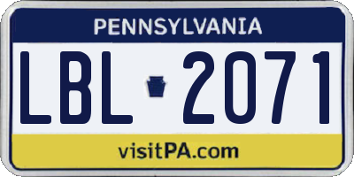 PA license plate LBL2071