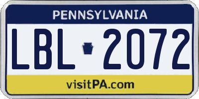 PA license plate LBL2072