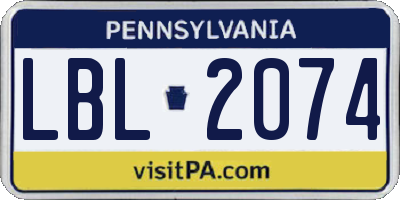 PA license plate LBL2074
