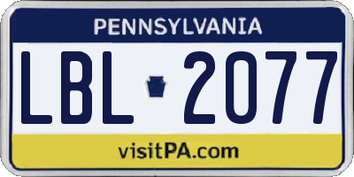 PA license plate LBL2077