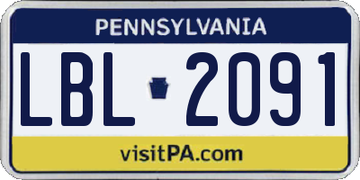 PA license plate LBL2091