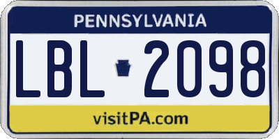 PA license plate LBL2098