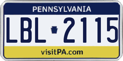 PA license plate LBL2115