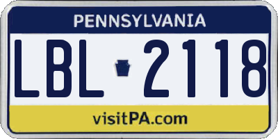 PA license plate LBL2118