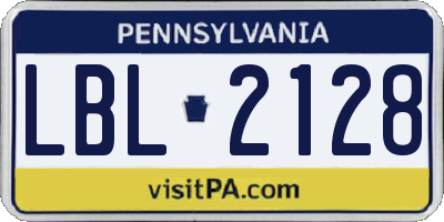 PA license plate LBL2128