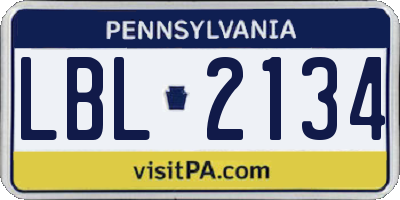 PA license plate LBL2134
