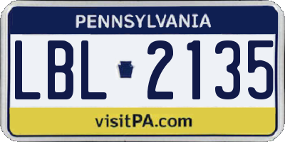 PA license plate LBL2135