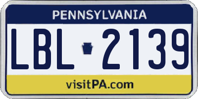 PA license plate LBL2139