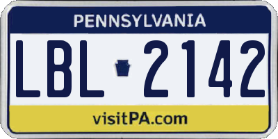PA license plate LBL2142