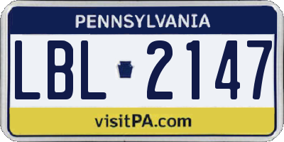 PA license plate LBL2147