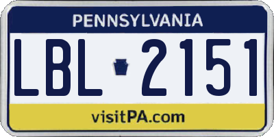 PA license plate LBL2151