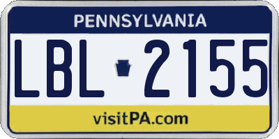 PA license plate LBL2155