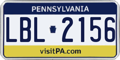 PA license plate LBL2156