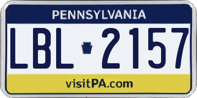 PA license plate LBL2157