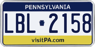 PA license plate LBL2158