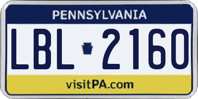 PA license plate LBL2160