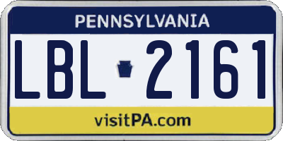 PA license plate LBL2161