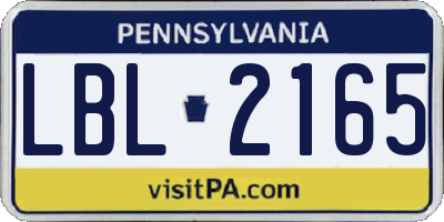 PA license plate LBL2165