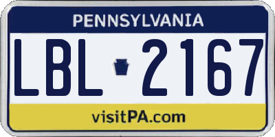 PA license plate LBL2167