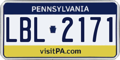 PA license plate LBL2171