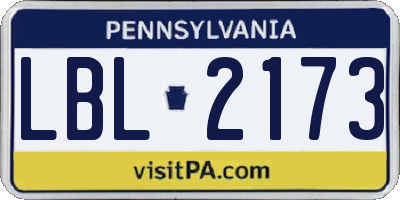 PA license plate LBL2173