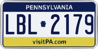 PA license plate LBL2179