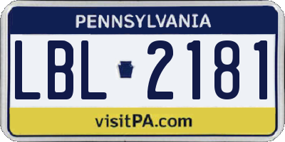 PA license plate LBL2181