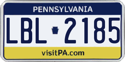 PA license plate LBL2185