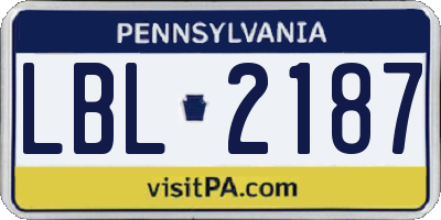 PA license plate LBL2187