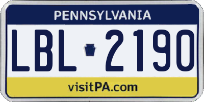 PA license plate LBL2190