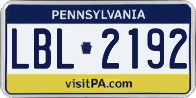 PA license plate LBL2192