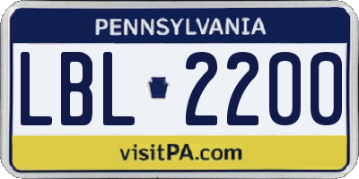 PA license plate LBL2200