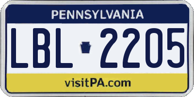 PA license plate LBL2205