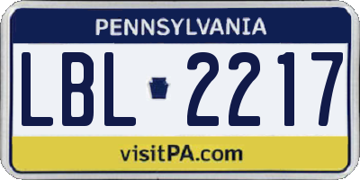 PA license plate LBL2217