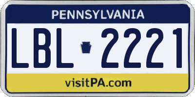 PA license plate LBL2221