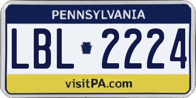 PA license plate LBL2224