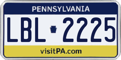 PA license plate LBL2225