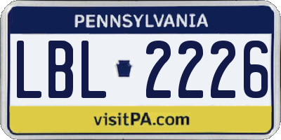 PA license plate LBL2226